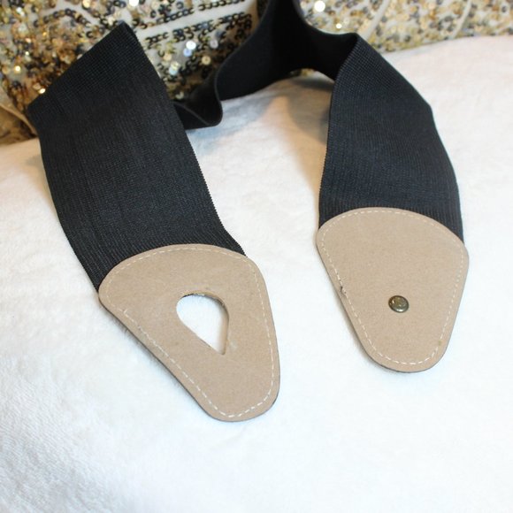 🔆🔅80s 90s Black Leather Retro Punk Goth Grunge Cinch Elastic Belt 24-27"🔆🔅 - Picture 7 of 13